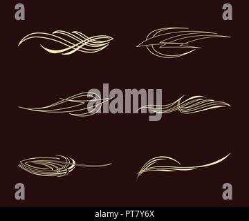 america pinstriping style collection set Stock Vector