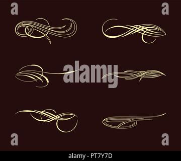 america pinstriping style collection set Stock Vector