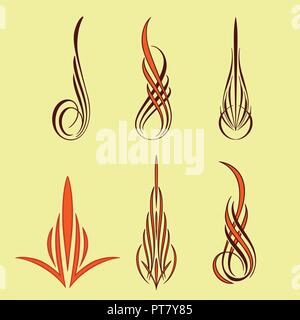 america pinstriping style collection set Stock Vector