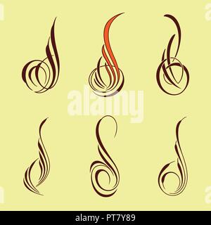 america pinstriping style collection set Stock Vector