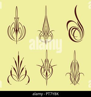 america pinstriping style collection set Stock Vector