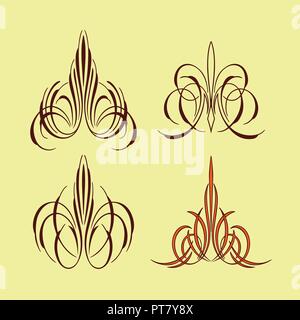 america pinstriping style collection set Stock Vector