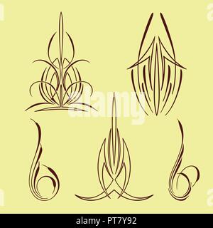 america pinstriping style collection set Stock Vector