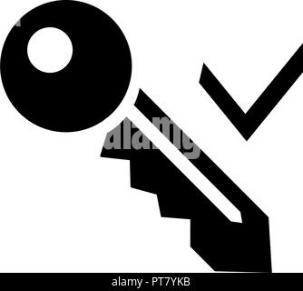 Key and tick icon, can be used for both print and web development, isolated on white background Stock Vector