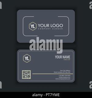 Modern Creative and Clean Business Card Template with grey color Stock Vector