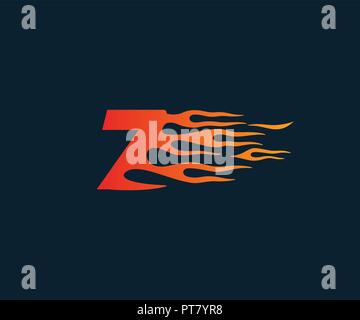 Number7 fire flame Logo. speed race design concept template Stock Vector