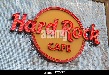 Hard Rock Cafe sign at Universal Citywalk in Orlando, Florida