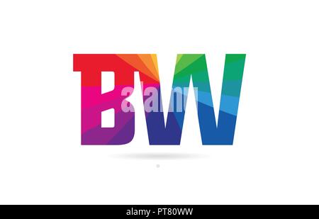 alphabet letter bw b w logo combination design with rainbow colors suitable for a company or business Stock Vector