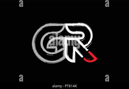 red white alphabet letter GR G R combination for company logo. Suitable ...
