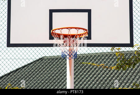 Street basketball.Basketball Hoop close-up, healthy lifestyle concept Stock Photo