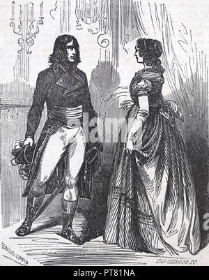 1st French Empire. Meeting between Emperor Napoleon I and Empress consort Josephine. Engraving, 19th century. Stock Photo