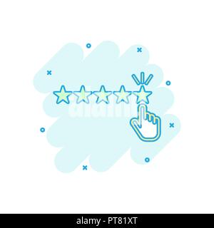 Cartoon colored customer reviews icon in comic style. Rating feedback illustration pictogram. Review sign splash business concept. Stock Vector