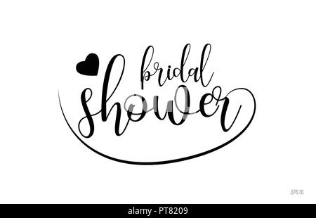 bridal shower word text with black and white love heart suitable for card, brochure or typography logo design Stock Vector