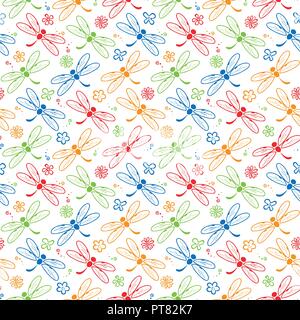 dragonfly colorful pattern background Stock Vector