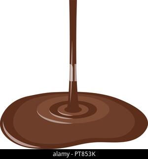 vector sweet liquid chocolate sauce isolated on white background. dark chocolate dessert food illustration Stock Vector