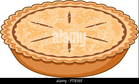 vector apple pie isolated on white background. icon of homemade pie with apples Stock Vector