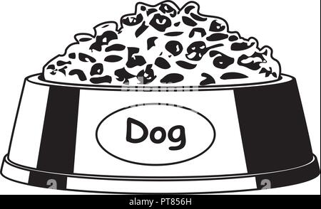 vector dog bowl with dog food and space for dog name Stock Vector