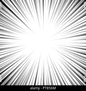 vector speed background. comic manga illustration with lines. abstract action black and white drawing. radial speed cartoon. motion line background Stock Vector