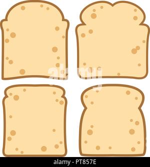 vector collection of white bread slices isolated on white background. set of bread slice simple icons for food backgrounds Stock Vector