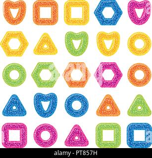 vector gelatin candies assortment of various shapes isolated on white background. set of colorful jelly marmalade icons Stock Vector