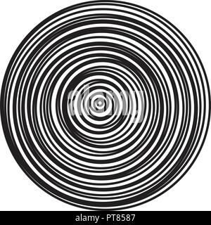 vector radial rings burst of abstract circles. black and white illustration pattern of concentric circular ripples Stock Vector