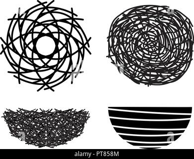 vector symbols of bird nests. family home icons isolated on white background. logo or emblem, flat graphic design of nest icon Stock Vector