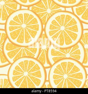 vector citrus seamless background of lemon or orange slices. juicy fruit seamless pattern Stock Vector