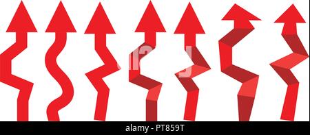 vector set of red arrows isolated on white background. direction arrow icon for business backgrounds Stock Vector