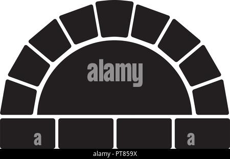 vector black and white illustration of oven with no fire. stone oven graphic design Stock Vector