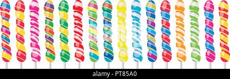 vector set of colorful spiral lollipops isolated on white background. eps10 illustration Stock Vector