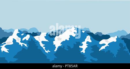 vector mountain range. rocky landscape with mountain peaks.flat illustration of nature pattern Stock Vector