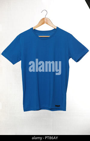 Blue t-shirt mock up, front and back view, isolated. Male model wear ...
