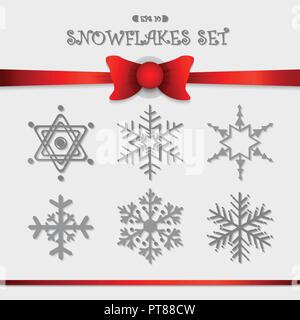 Snowflakes icon set design for Christmas background work, you can adjust for using as in each theme. Illustration vector eps10 Stock Vector