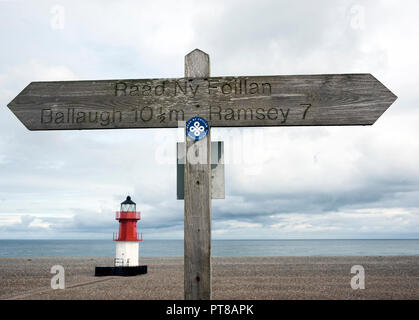 Coastal path signage, Isle of Man Stock Photo