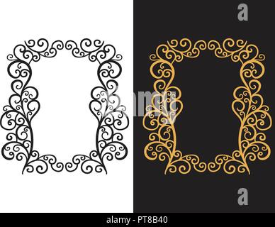 Frame vertical with a hand drawn pattern of curls. Vector illustration isolated on background. Stock Vector