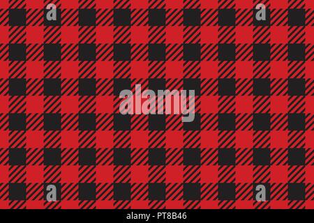 Vector Seamless pattern. Cell wide background red color fashion cloth cage. Abstract checkered backdrop on dark. Stock Vector