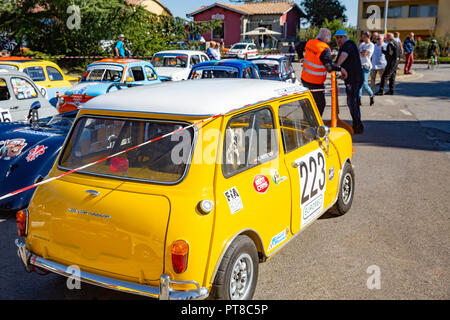 Sports and racing cars competing in the Coppa Del Chianti Classico racing hill climb event in Castellina in Chianti,Tuscany,Italy Stock Photo