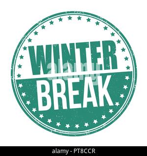 Winter break sign or stamp on white background, vector illustration ...