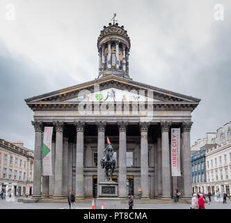 Glasgow, Scotland, UK - September 29, 2018: The City Centre of Glasgow, with the Gallery of Modern Art in Royal Exchange Square, a popular attraction. Stock Photo