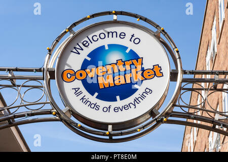 Entrance sign, Coventry Market, Coventry, West Midlands, England, United Kingdom Stock Photo