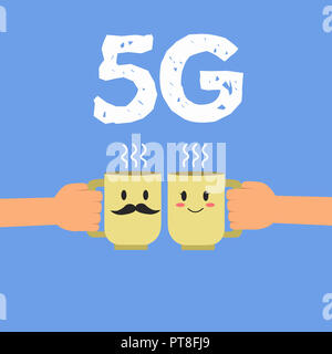 Handwriting text 5G. Concept meaning Next generation of mobile networks after the 4G LTE Fast speed connection. Stock Photo
