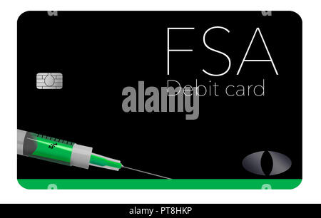 This is a flexible spending account debit card. This FSA card is generic with mock logos.  This is an illustration. Stock Photo