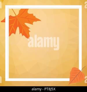 Vector illustration. Yellow maple leaf on a colored polygonal background Stock Vector