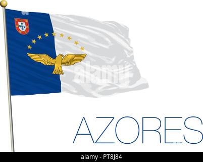 Azores islands flag, Portugal, vector illustration Stock Vector