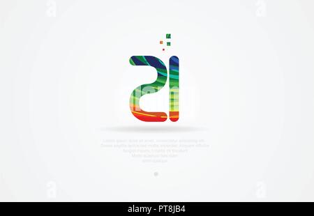 zi z i alphabet letter logo icon combination design with rainbow color Stock Vector
