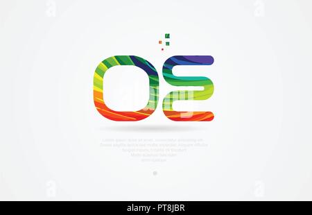 oe o e alphabet letter logo icon combination design with rainbow color Stock Vector