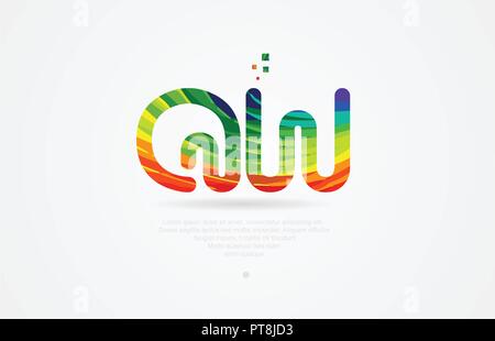 qw q w alphabet letter logo icon combination design with rainbow color Stock Vector