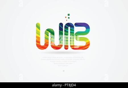 wb w b alphabet letter logo icon combination design with rainbow color Stock Vector
