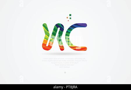 xc x c alphabet letter logo icon combination design with rainbow color Stock Vector