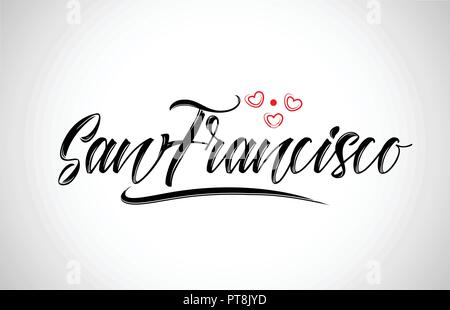 san francisco city text design with red heart typographic icon design suitable for touristic promotion Stock Vector